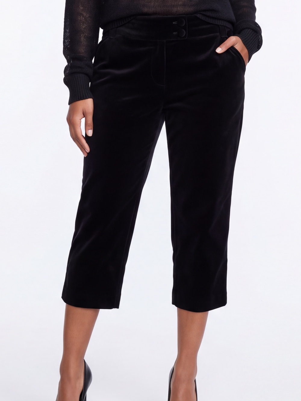 vintage Mossimo Black Velvet Capri Pants Knickers Crop Trousers Fall chic